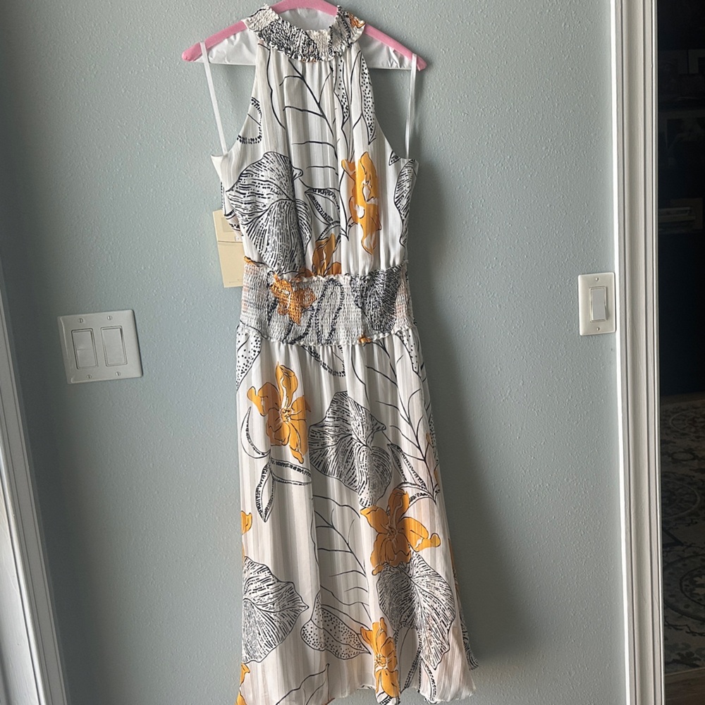 White House Black Market Floral Dress - White and Orange